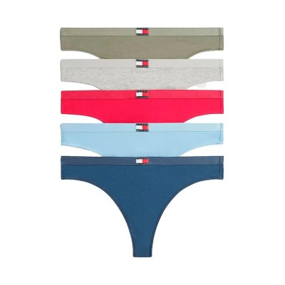 дамско,бельо,дамски,бикини,и,танкини,tommy,hilfiger,uw0uw05642,thong,5,units,multicolor,(vivid,pink,light,blue,aegean,sea,grey,heather,utility,sage)