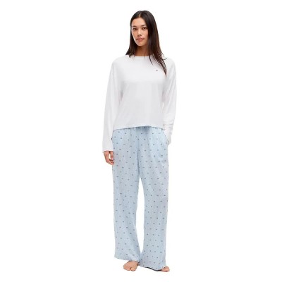 пижама,дамски,пижами,tommy,hilfiger,uw0uw06601,long,sleeve,pyjama,white,(white,flag,ithaca,critter)