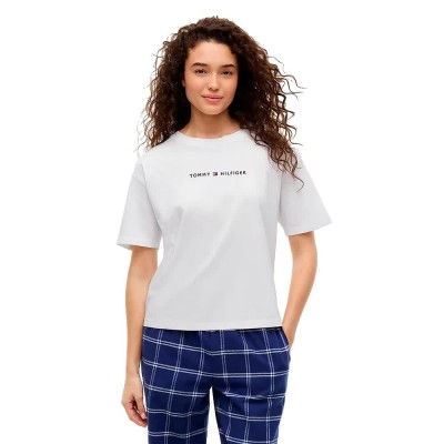 тениска,дамски,пижами,tommy,hilfiger,uw0uw06616,short,sleeve,pyjama,t,shirt,white,(white)