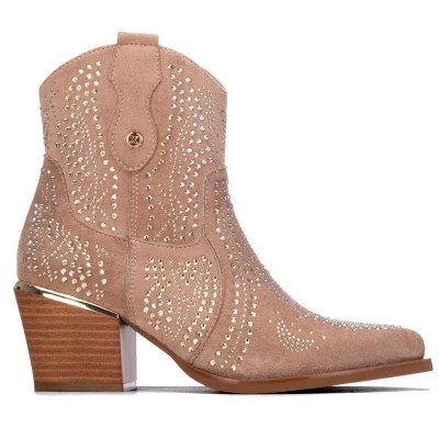 дамски,боти,мъжки,боти,xti,14610001,heel,booties,brown,(beige)