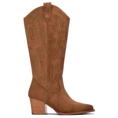 обувки,дамски,боти,мъжки,боти,xti,14610101,heel,boots,brown,(taupe)