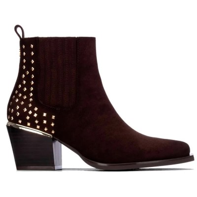 дамски,боти,мъжки,боти,xti,14648002,heel,booties,brown,(brown)