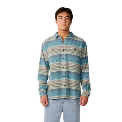 риза,с,дълъг,ръкав,дамски,ризи,мъжки,ризи,rip,curl,classic,surf,baja,flannel,long,sleeve,shirt,blue,(dusty,jade)