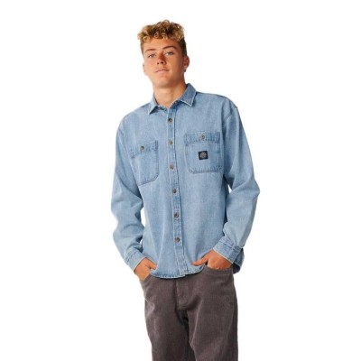 риза,с,дълъг,ръкав,дамски,ризи,мъжки,ризи,rip,curl,premium,surf,denim,long,sleeve,shirt,blue,(washed,blue)