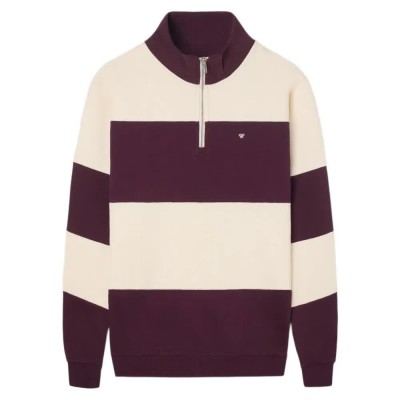 блуза,мъжки,пуловери,silbon,half,zipper,wide,stripe,half,zip,sweatshirt,purple,(burgundy)