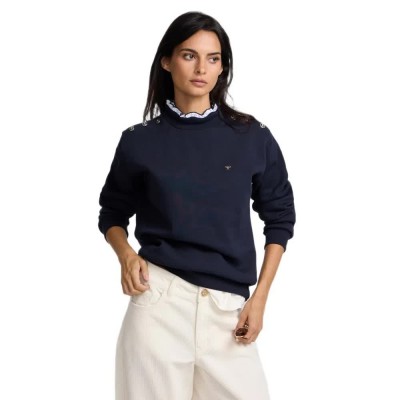блуза,дамски,блузи,silbon,ruffle,collar,buttons,sweatshirt,blue,(navy,blue)