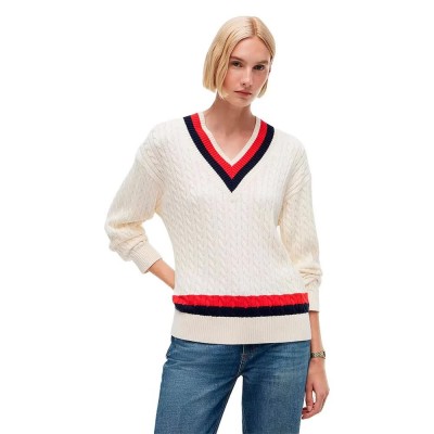 блуза,мъжки,пуловери,дамски,пуловери,tommy,hilfiger,ww0ww49618,v,neck,sweater,white,(calico)