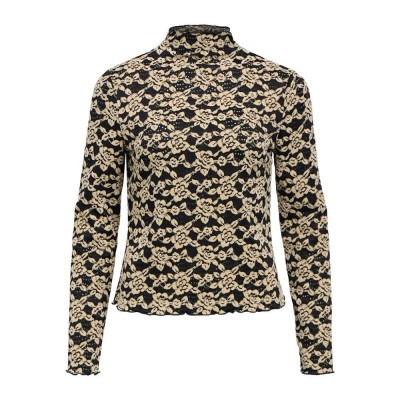 тениска,мъжки,тениски,дамски,тениски,vila,helmi,nela,long,sleeve,high,neck,t,shirt,brown,(black,pattern,birch,flowers)