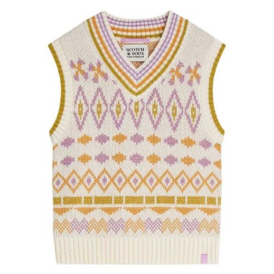 елек,мъжки,пуловери,дамски,пуловери,scotch,&,soda,183489,knitted,vest,white,(eggnog,african,violet,multi,color)