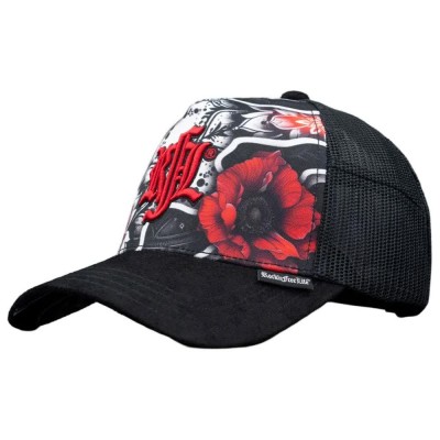 шапка,всички,шапки,rock´n,free,life,no.237,flower,cap,black,(black,white,red)