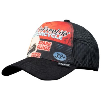 шапка,всички,шапки,rock´n,free,life,no.240,spark,plugs,cap,black,(black,red)