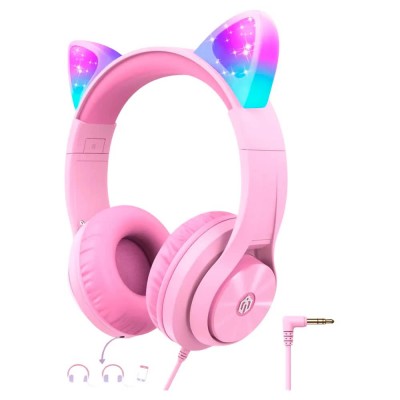 слушалки,слушалки,iclever,hs20,cat,ear,headphones,pink,(pink)