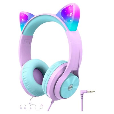 слушалки,слушалки,iclever,hs20,cat,ear,headphones,purple,(purple)