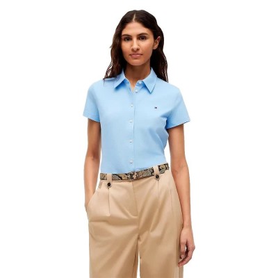 риза,с,къс,ръкав,дамски,ризи,мъжки,ризи,tommy,hilfiger,1985,slim,pique,short,sleeve,shirt,blue,(vessel,blue)