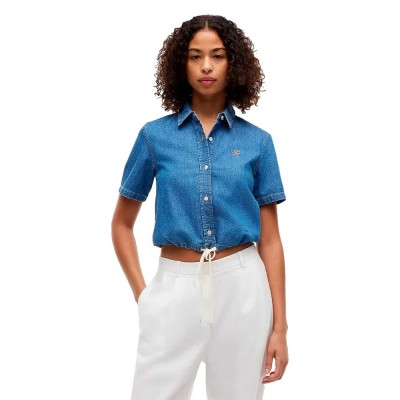 риза,с,къс,ръкав,дамски,ризи,мъжки,ризи,tommy,hilfiger,boxy,tie,mia,short,sleeve,shirt,blue,(emi)