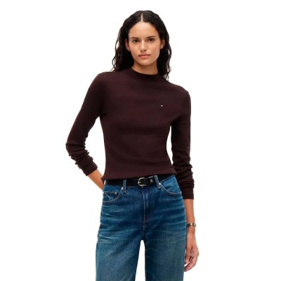 тениска,мъжки,тениски,дамски,тениски,tommy,hilfiger,cody,slim,fit,long,sleeve,high,neck,t,shirt,brown,(chocolate)
