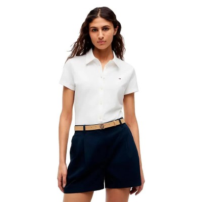 риза,с,къс,ръкав,дамски,ризи,мъжки,ризи,tommy,hilfiger,1985,slim,pique,short,sleeve,shirt,white,(ecru)