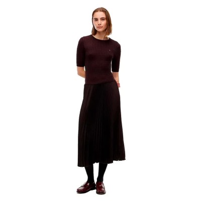 рокля,дамски,поли,и,рокли,tommy,hilfiger,preppy,mix,media,midi,dress,brown,(chocolate)