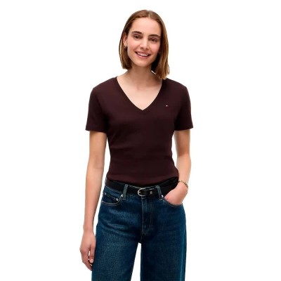 тениска,мъжки,тениски,дамски,тениски,tommy,hilfiger,slim,cody,short,sleeve,v,neck,t,shirt,brown,(chocolate)