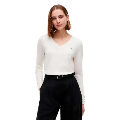 блуза,мъжки,пуловери,дамски,пуловери,tommy,hilfiger,ww0ww40098,v,neck,sweater,white,(ivory,petal)