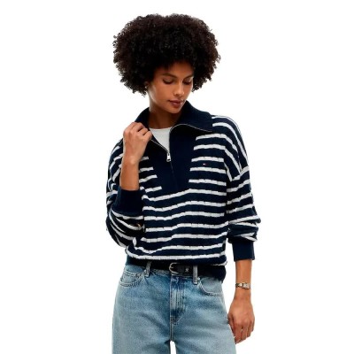 блуза,мъжки,пуловери,дамски,пуловери,tommy,hilfiger,ww0ww46425,half,zip,sweater,blue,(stripe,ivory,petal,dark,blue)