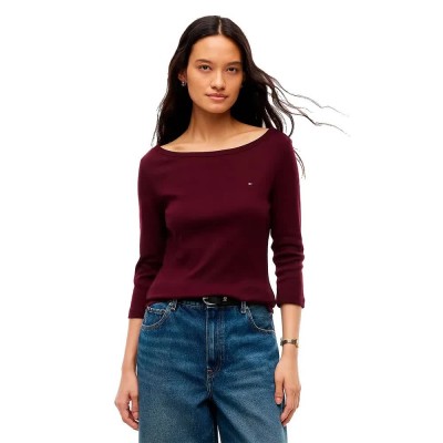 тениска,мъжки,тениски,дамски,тениски,tommy,hilfiger,ww0ww49928,3,4,sleeve,t,shirt,purple,(deep,burgundy)