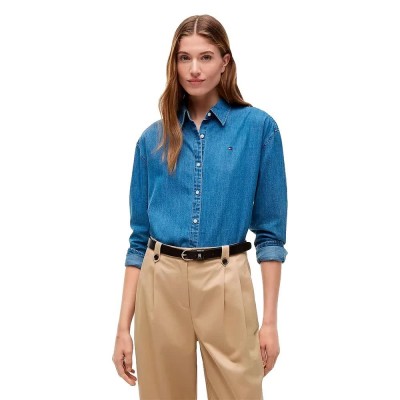 риза,с,дълъг,ръкав,дамски,ризи,мъжки,ризи,tommy,hilfiger,ww0ww50528,long,sleeve,shirt,blue,(mid,blue,wash)
