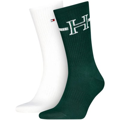 чорапи,мъжки,чорапи,дамски,чорапи,tommy,hilfiger,701241855,crew,socks,2,pairs,green,white,(deep,green)