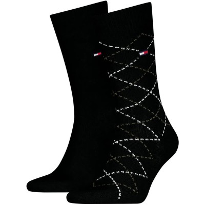чорапи,мъжки,чорапи,дамски,чорапи,tommy,hilfiger,argyle,socks,2,pairs,black,(black)