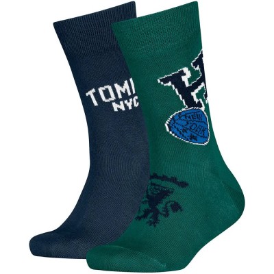 чорапи,мъжки,чорапи,дамски,чорапи,tommy,hilfiger,college,patch,socks,2,pairs,green,blue,(green)