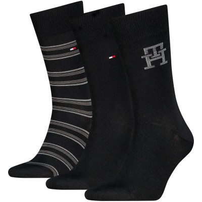 чорапи,мъжки,чорапи,дамски,чорапи,tommy,hilfiger,monogram,stripe,socks,3,pairs,black,(black)