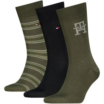 чорапи,мъжки,чорапи,дамски,чорапи,tommy,hilfiger,monogram,stripe,socks,3,pairs,green,(olive)