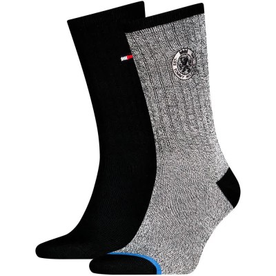 чорапи,мъжки,чорапи,дамски,чорапи,tommy,hilfiger,mouline,crest,crew,socks,2,pairs,multicolor,(black)