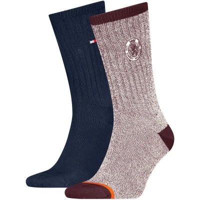 чорапи,мъжки,чорапи,дамски,чорапи,tommy,hilfiger,mouline,crest,crew,socks,2,pairs,multicolor,(deep,rouge)