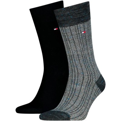 чорапи,мъжки,чорапи,дамски,чорапи,tommy,hilfiger,mouline,nappy,herringbone,socks,2,pairs,multicolor,(black)
