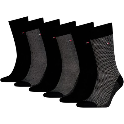 чорапи,мъжки,чорапи,дамски,чорапи,tommy,hilfiger,tin,birdeye,classic,socks,6,pairs,black,(black)