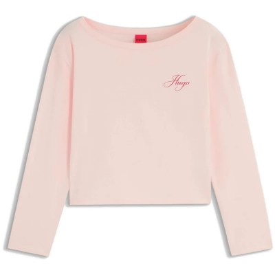 тениска,дамски,пижами,hugo,casual,10277507,red,long,sleeve,pyjama,t,shirt,pink,(open,pink)