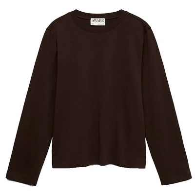 тениска,мъжки,тениски,дамски,тениски,aware,naima,long,sleeve,t,shirt,brown,(chocolate,torte)