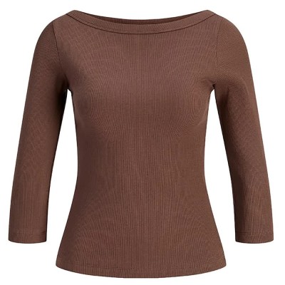 тениска,мъжки,тениски,дамски,тениски,jjxx,fifi,str,3,4,sleeve,t,shirt,brown,(bracken)