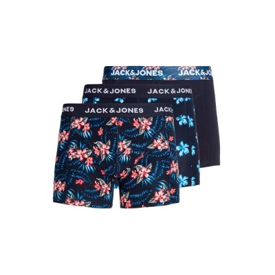 боксерки,мъжко,бельо,jack,&,jones,lamine,flower,trunks,boxers,3,pairs,blue,(sky,captain,sky,captain)