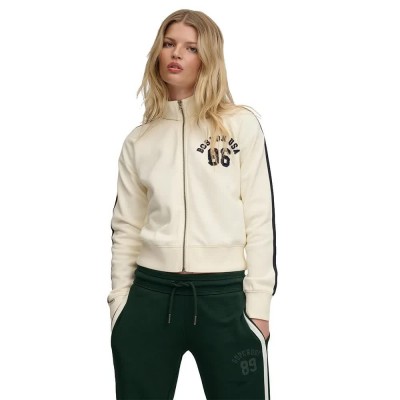 блуза,дамски,блузи,superdry,athletic,applique,track,top,full,zip,sweatshirt,beige,(desert,bone,off,white)