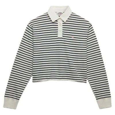 къса,блуза,дамски,топове,superdry,athletic,essentials,cropped,stripe,rugby,long,sleeve,top,beige,(ecru,stripe)