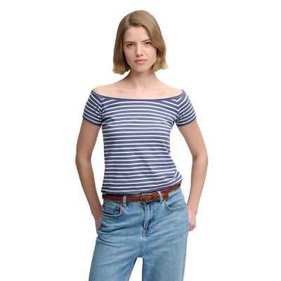 фланелка,с,къс,ръкав,дамски,топове,superdry,bardot,off,shoulder,short,sleeve,top,purple,(mariner,navy,stripe)