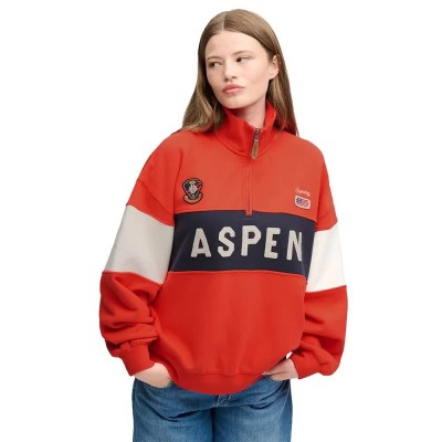 блуза,дамски,блузи,superdry,preppy,ski,half,zip,sweatshirt,red,orange,(apple,red)