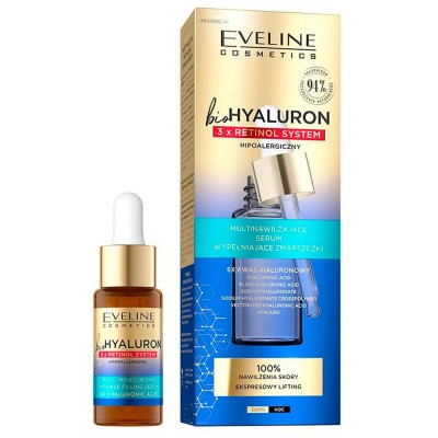 специфични,козметични,продукти,eveline,bio,hyaluron,3x,retinol,18ml,face,serum,golden