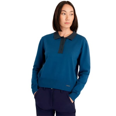 блуза,мъжки,пуловери,дамски,пуловери,calvin,klein,golf,olwyn,polo,woman,sweater,blue,(dark,denim)