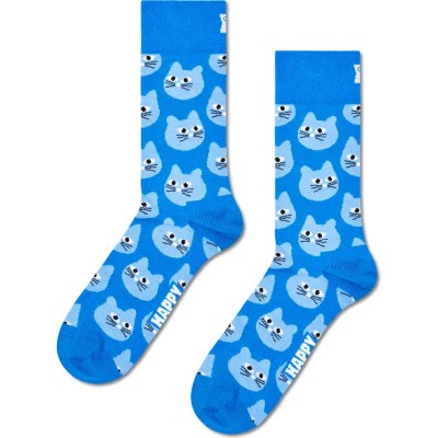 чорапи,мъжки,чорапи,дамски,чорапи,happy,socks,cat,crew,socks,blue,(twotone,blue)
