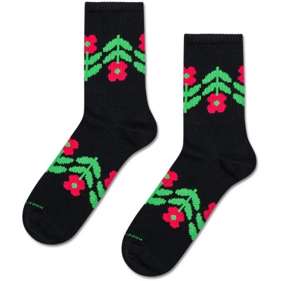 чорапи,мъжки,чорапи,дамски,чорапи,happy,socks,flower,border,sneaker,crew,socks,black,(black)