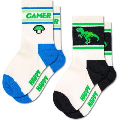 чорапи,мъжки,чорапи,дамски,чорапи,happy,socks,gamer,crew,socks,2,pairs,white,(multicolor)