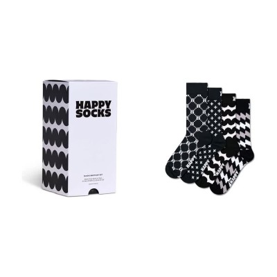 чорапи,мъжки,чорапи,дамски,чорапи,happy,socks,graphic,gift,set,crew,socks,4,pairs,black,(white,black)